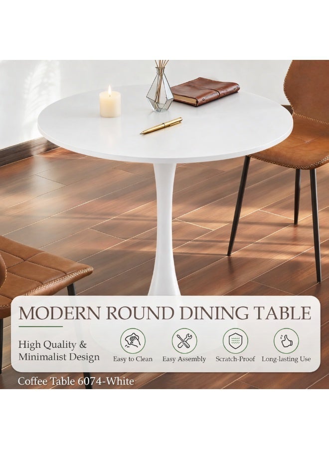 Forthcan 23.4" Tulip Dining Table, Round White Table for 2-4 People, Mid-Century Modern Style, MDF Top with Sturdy Metal Base for Dining Room, Living Room, Café - Image 5